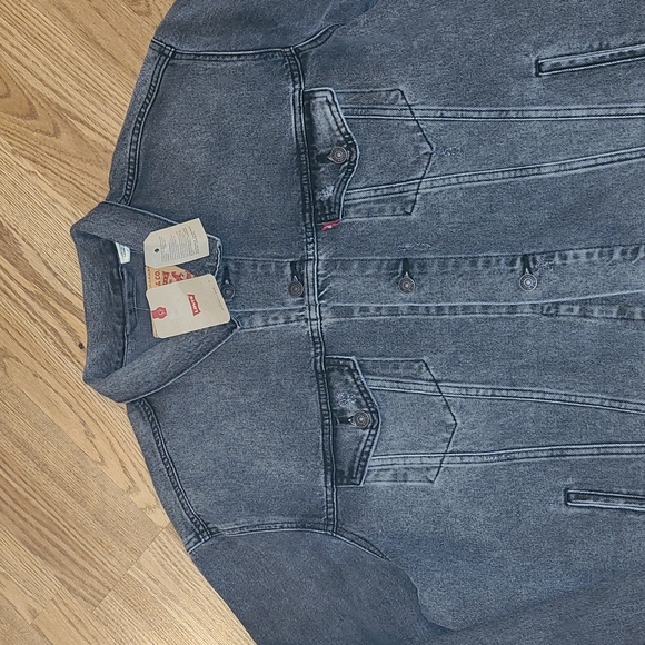New Levi's  lightly distressed Gray denim Jean jacket size XXL - Picture 2 of 7